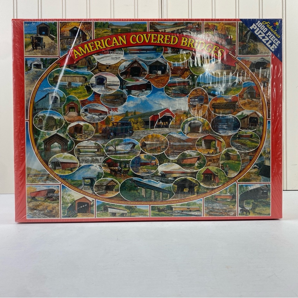 BRAND NEW American‎ Covered Bridges Jigsaw Puzzle 24” x 30” Finished Size